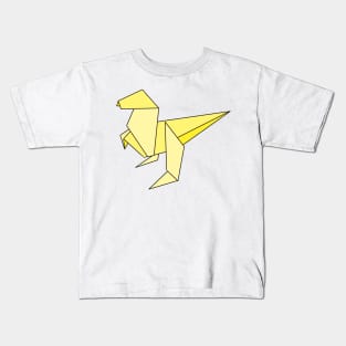 Yellow origami dinosaur Kids T-Shirt